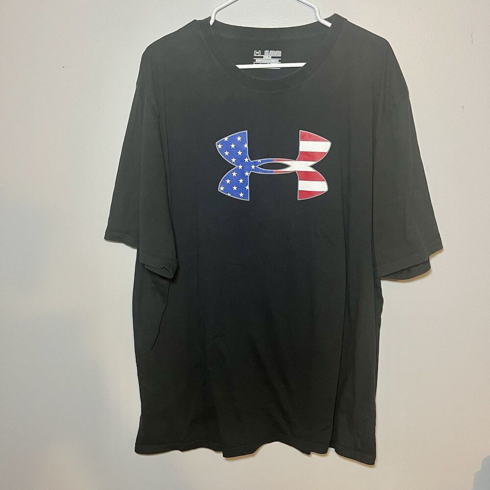 Under Armour Men’s Freedom Flag Logo T-Shirt Black Red White Blue 3XL